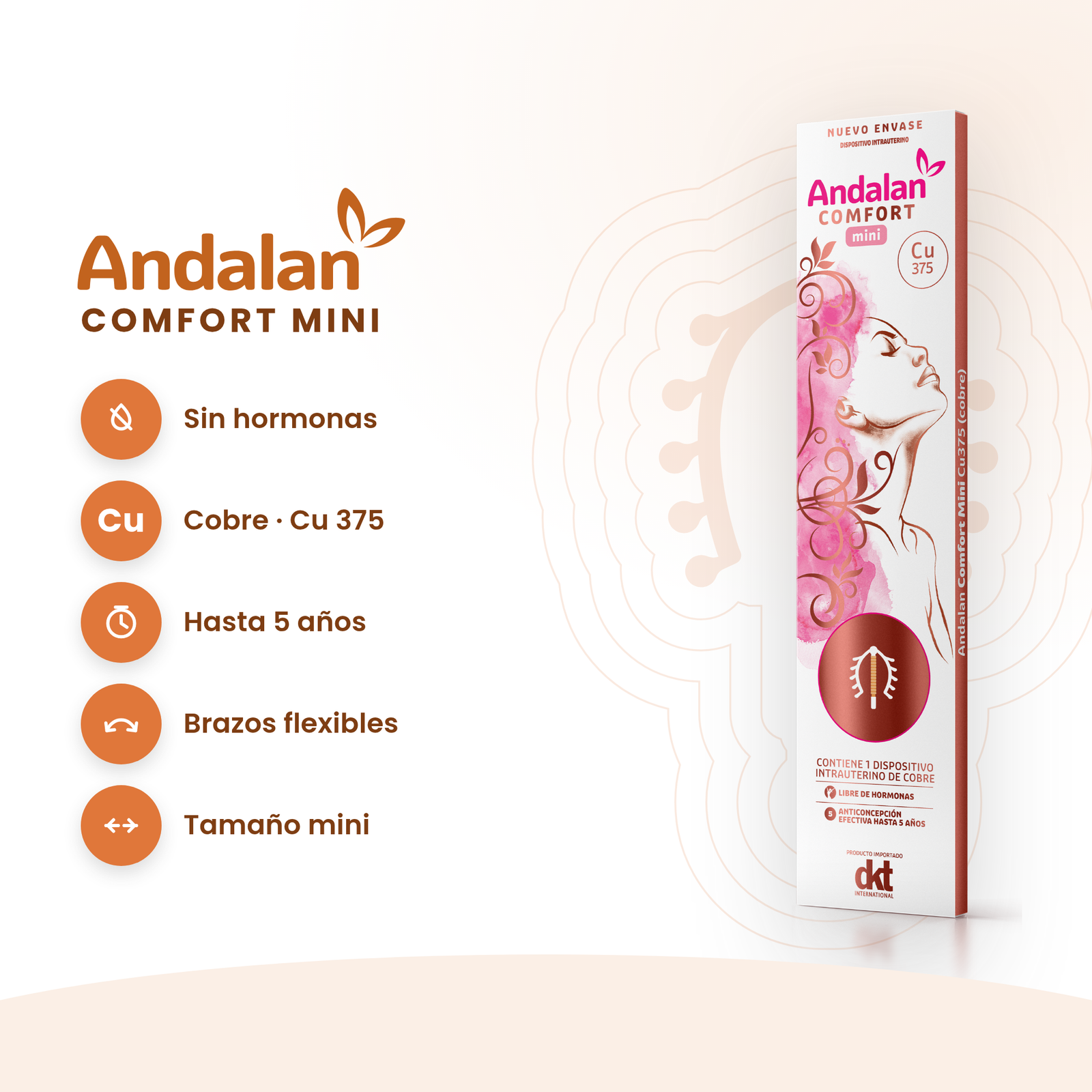 Andalan Comfort Mini — DIU anticonceptivo sin hormonas — información del producto